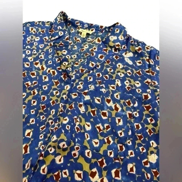 SATIN CAMP SHIRT IN BLUE DAZZLE ZOE DOT Size Large - Picture 8 of 11